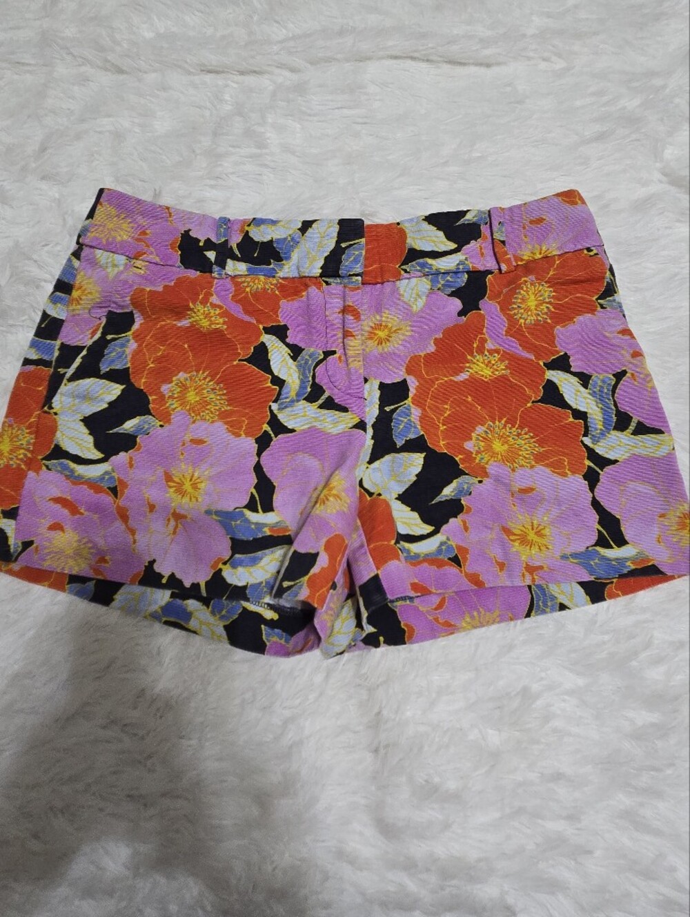 LOFT Floral Jean Shorts in Pink, Red & Black
